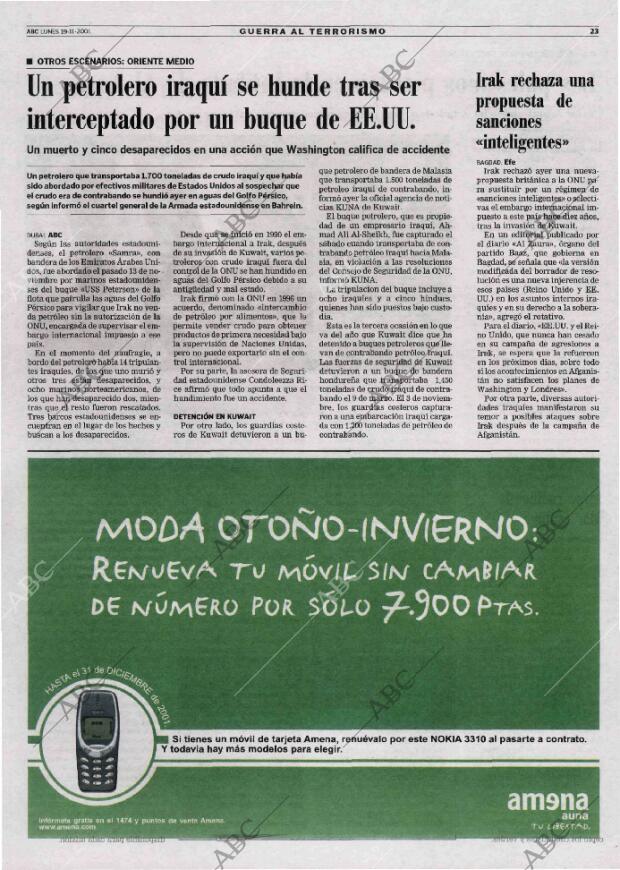 ABC MADRID 19-11-2001 página 23