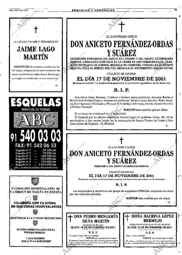 ABC MADRID 19-11-2001 página 73