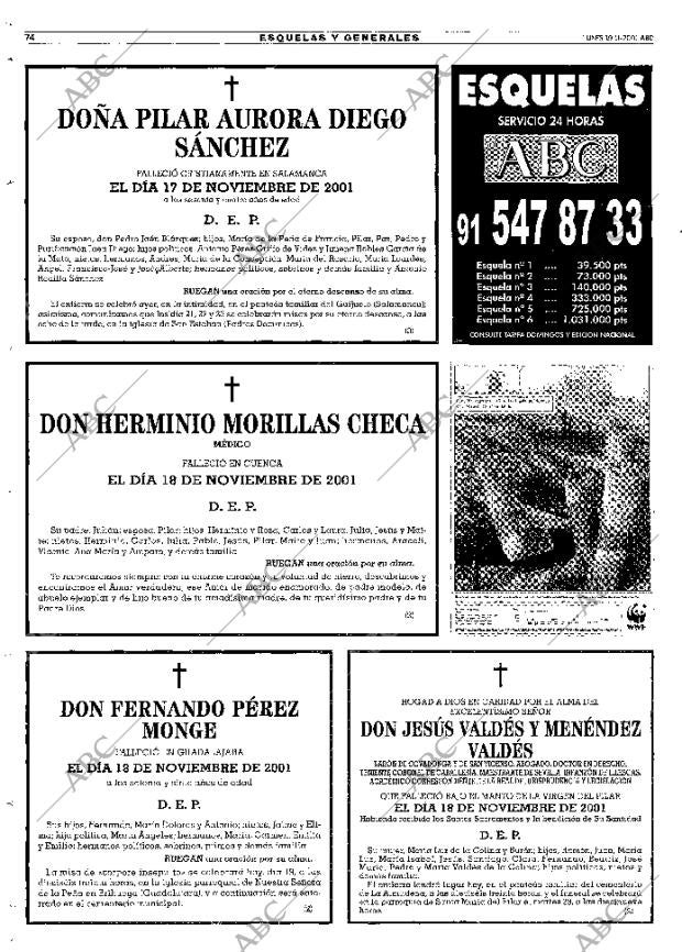 ABC MADRID 19-11-2001 página 74