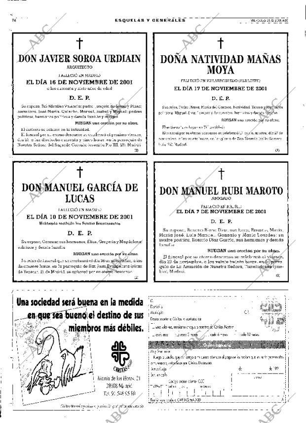 ABC MADRID 21-11-2001 página 74