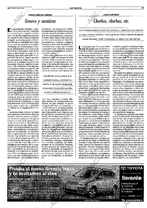ABC MADRID 24-11-2001 página 15