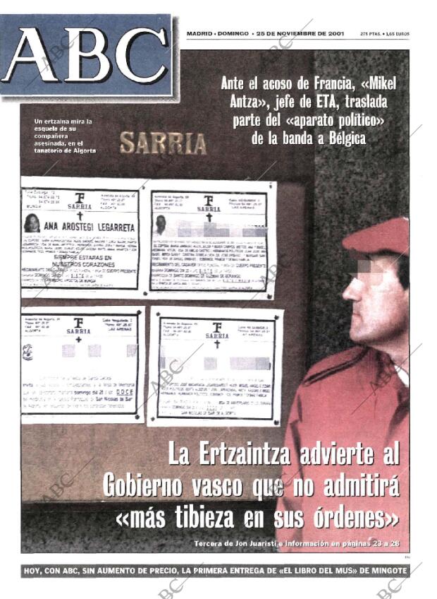 ABC MADRID 25-11-2001 página 1