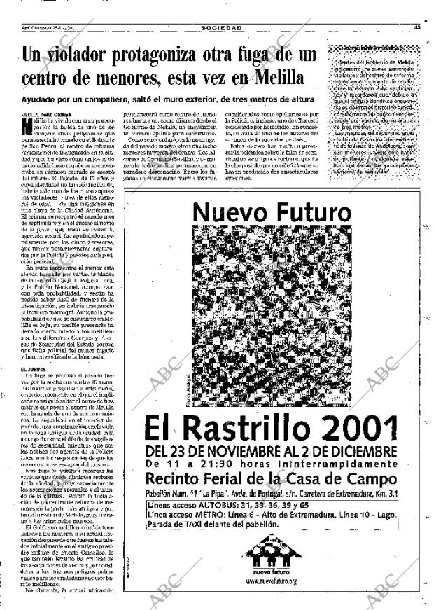 ABC MADRID 25-11-2001 página 43