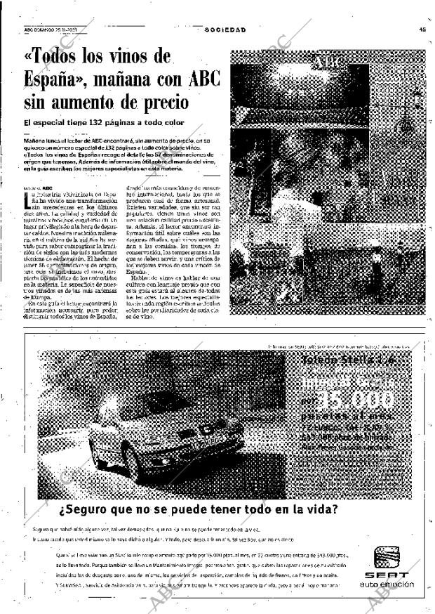 ABC MADRID 25-11-2001 página 45