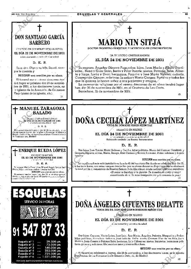ABC MADRID 25-11-2001 página 65