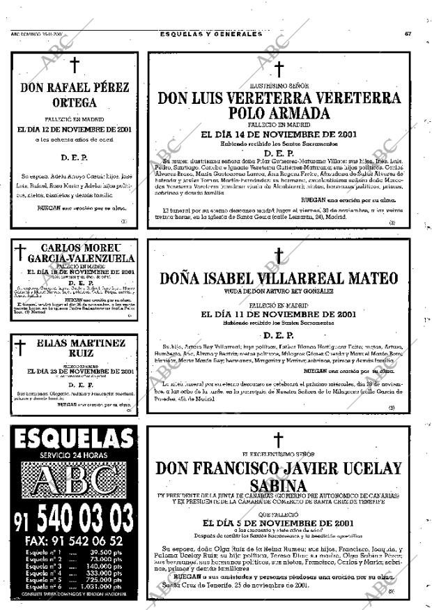 ABC MADRID 25-11-2001 página 67