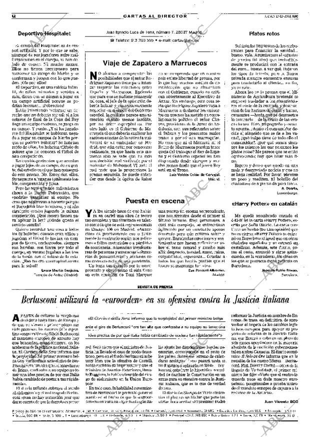 ABC MADRID 13-12-2001 página 12