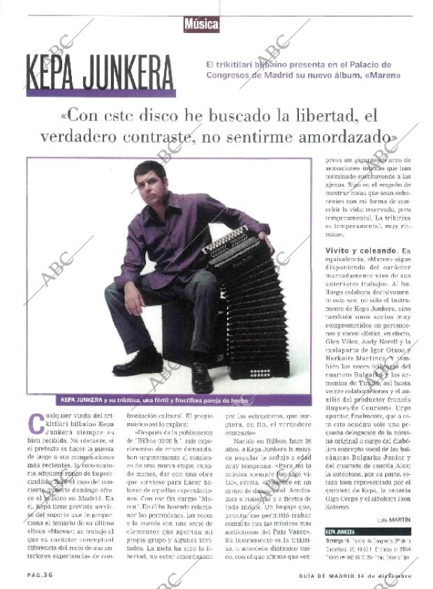 ABC MADRID 14-12-2001 página 160