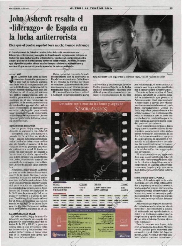 ABC MADRID 14-12-2001 página 25