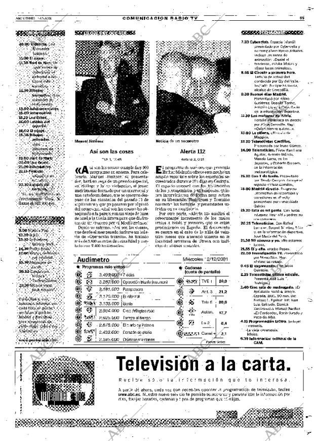 ABC MADRID 14-12-2001 página 85