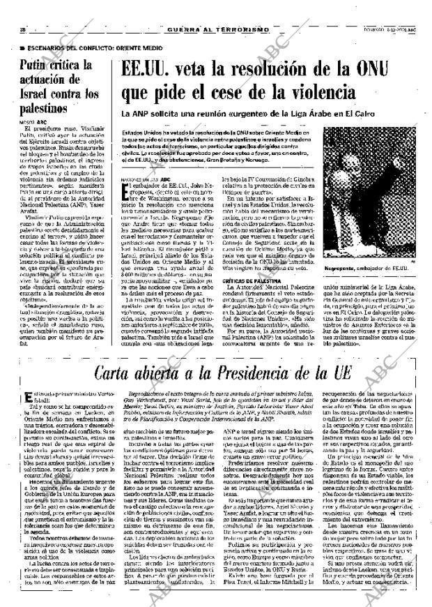 ABC MADRID 16-12-2001 página 18