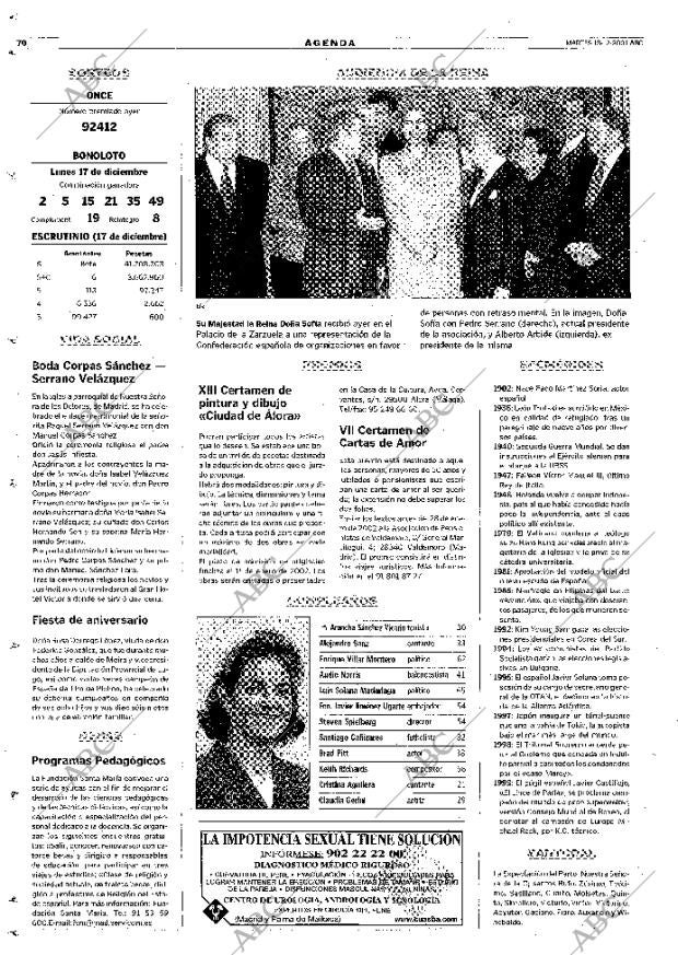 ABC MADRID 18-12-2001 página 70