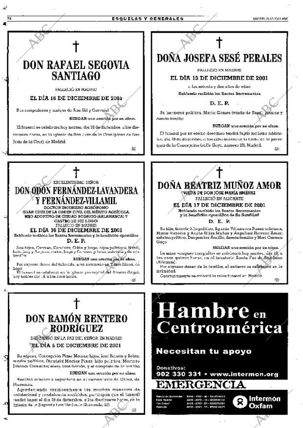 ABC MADRID 18-12-2001 página 74