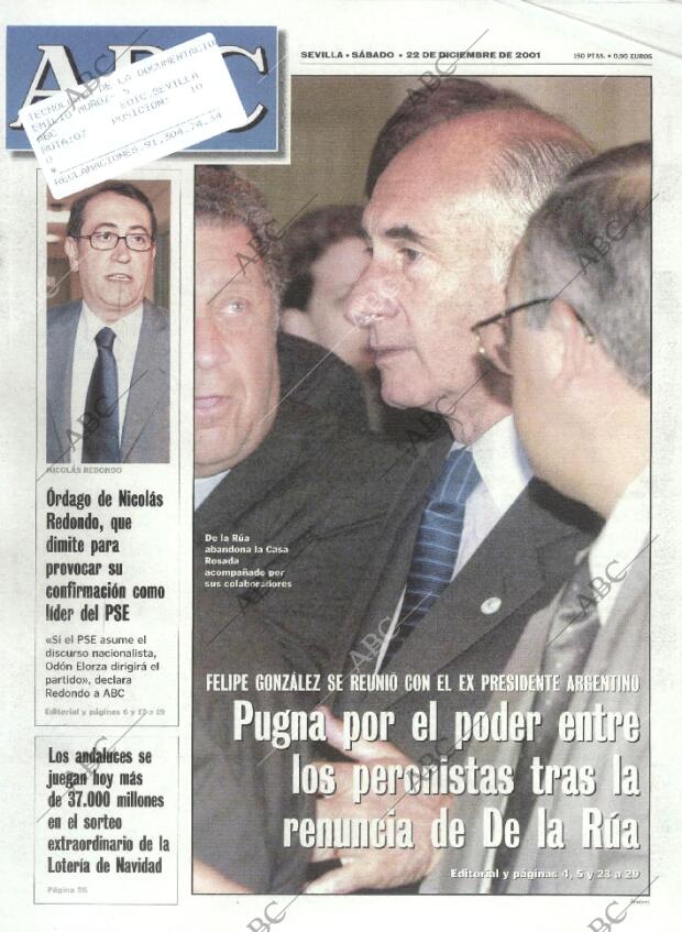 ABC SEVILLA 22-12-2001 página 1