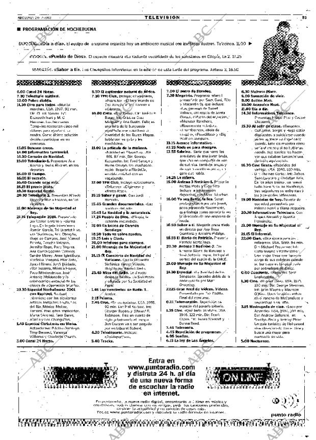ABC MADRID 24-12-2001 página 83