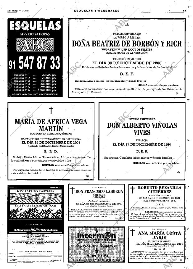 ABC MADRID 27-12-2001 página 63