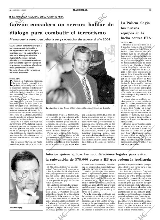 ABC MADRID 04-01-2002 página 19