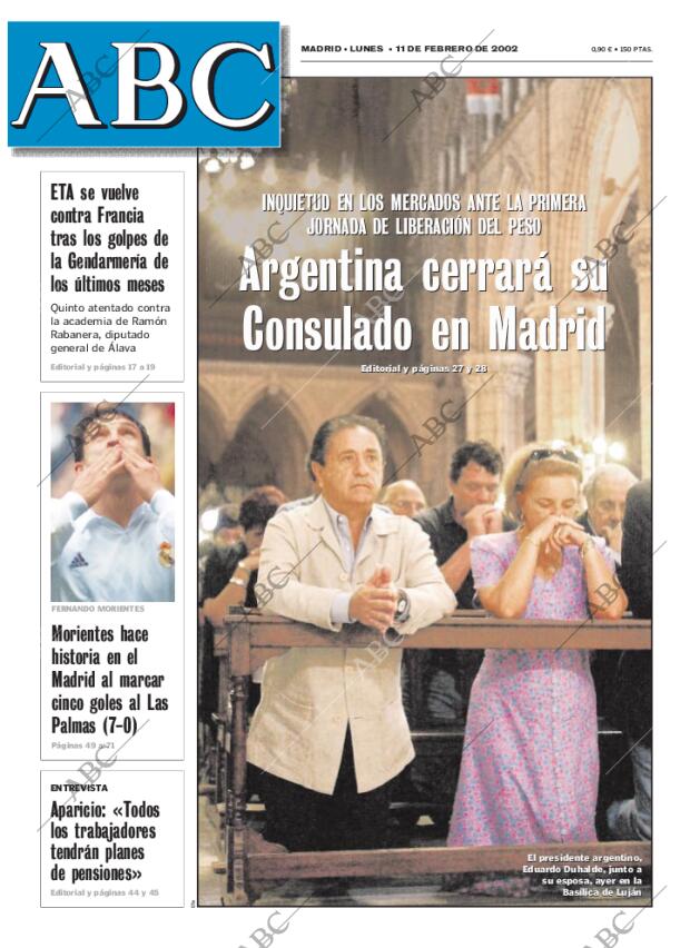 ABC MADRID 11-02-2002 página 1