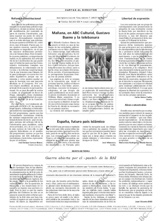ABC MADRID 22-02-2002 página 12