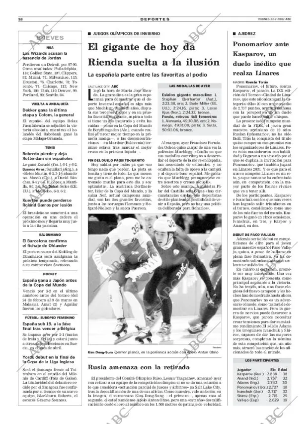 ABC MADRID 22-02-2002 página 58