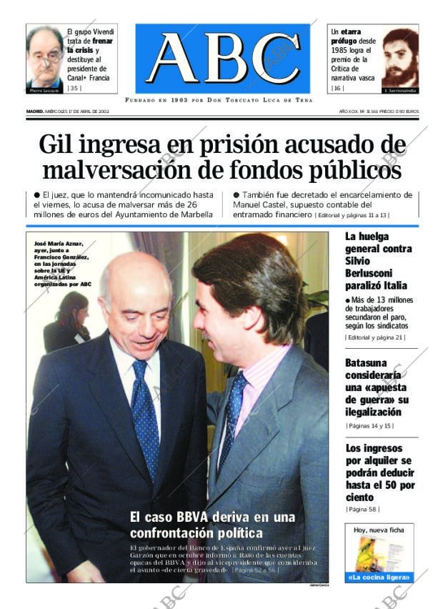 ABC MADRID 17-04-2002 página 1