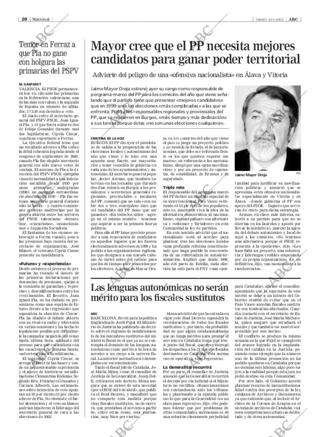 ABC MADRID 20-04-2002 página 20