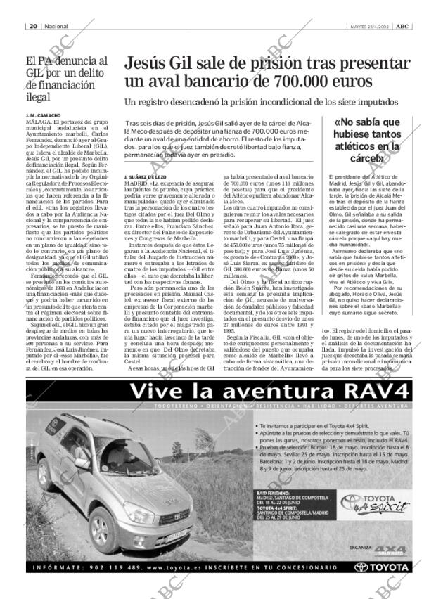 ABC SEVILLA 23-04-2002 página 20