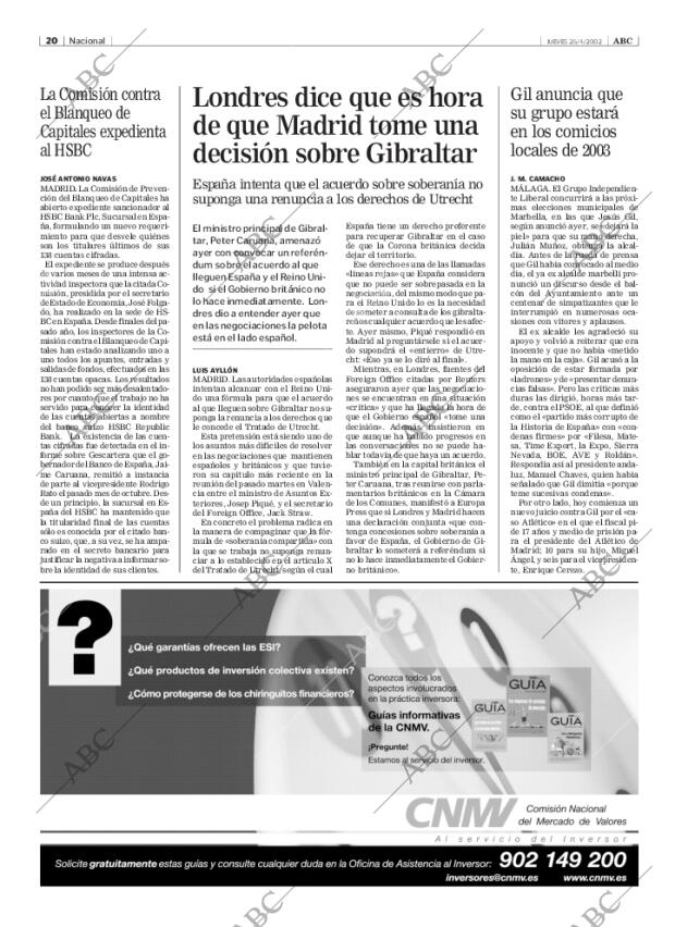 ABC SEVILLA 25-04-2002 página 20
