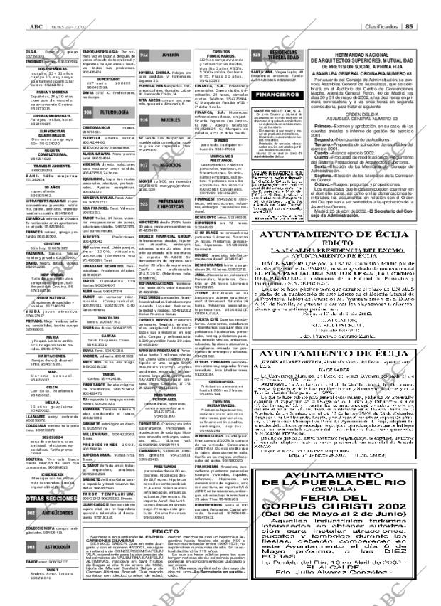 ABC SEVILLA 25-04-2002 página 85