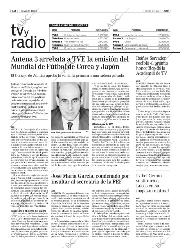 ABC MADRID 27-04-2002 página 112