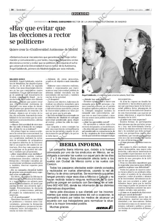 ABC MADRID 30-04-2002 página 38