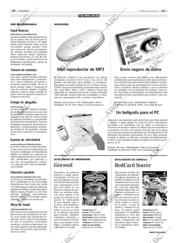 ABC MADRID 22-05-2002 página 40