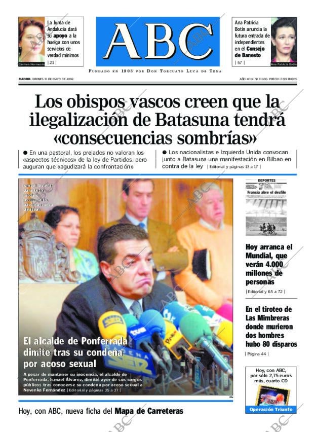 ABC MADRID 31-05-2002 página 1