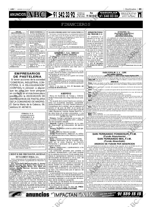 ABC MADRID 31-05-2002 página 89