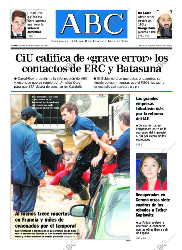 ABC MADRID 10-09-2002 página 1