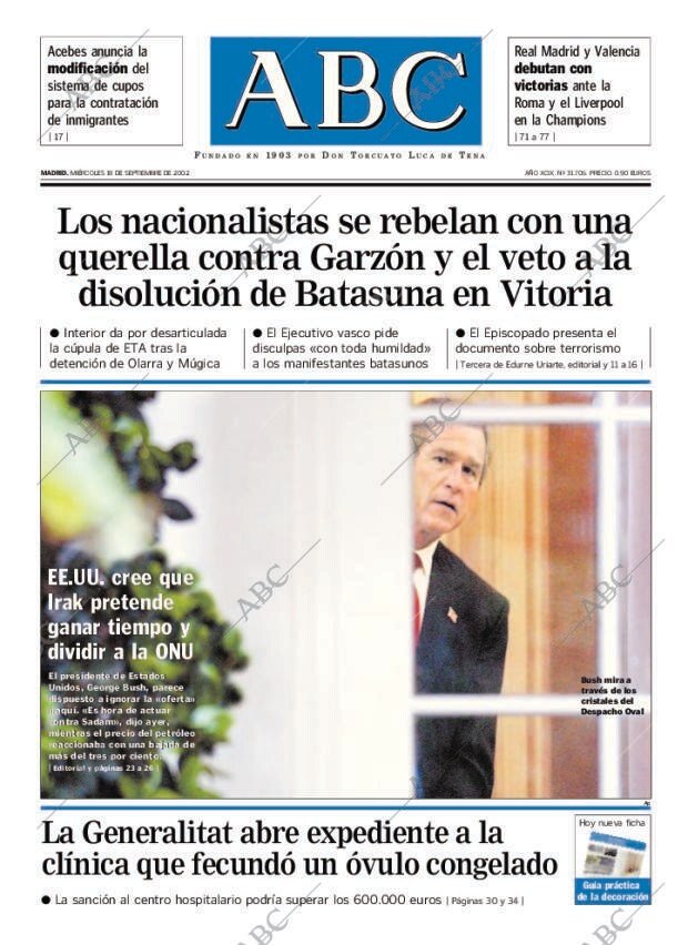 ABC MADRID 18-09-2002 página 1