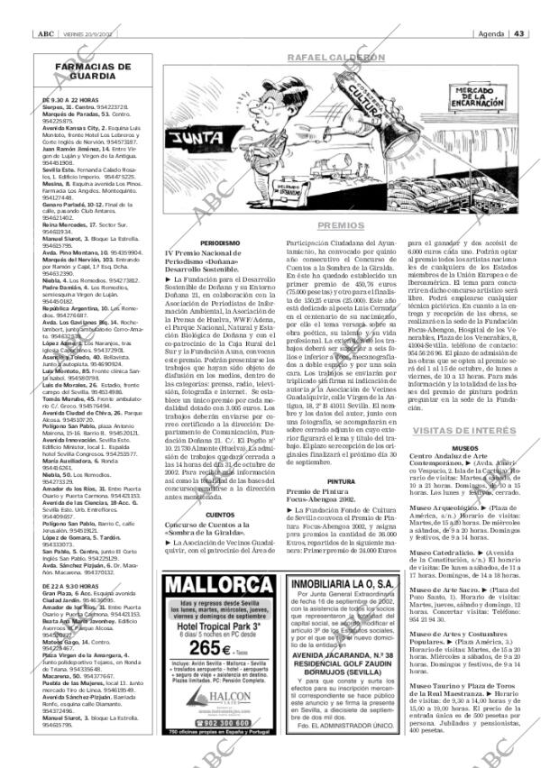 ABC SEVILLA 20-09-2002 página 43