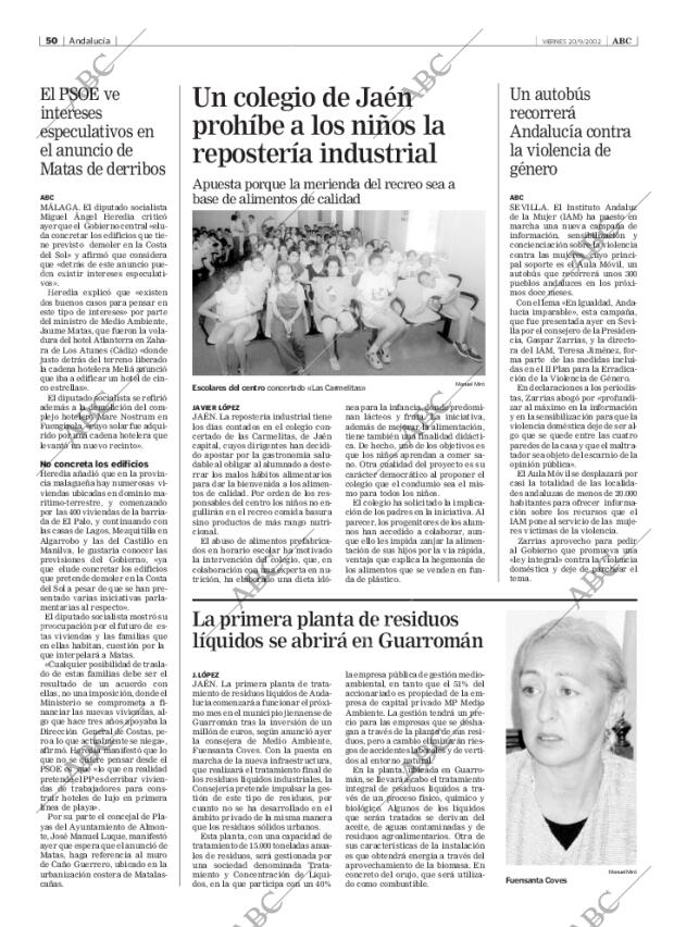 ABC SEVILLA 20-09-2002 página 50