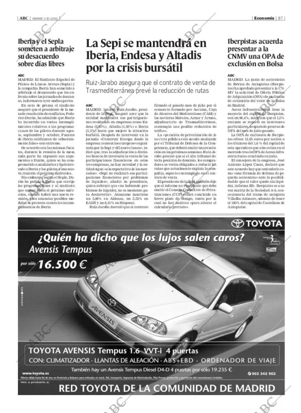 ABC MADRID 04-10-2002 página 87