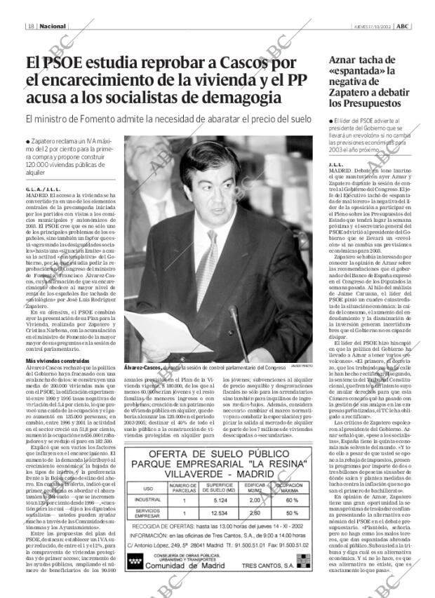 ABC MADRID 17-10-2002 página 18