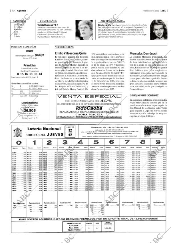 ABC MADRID 18-10-2002 página 40
