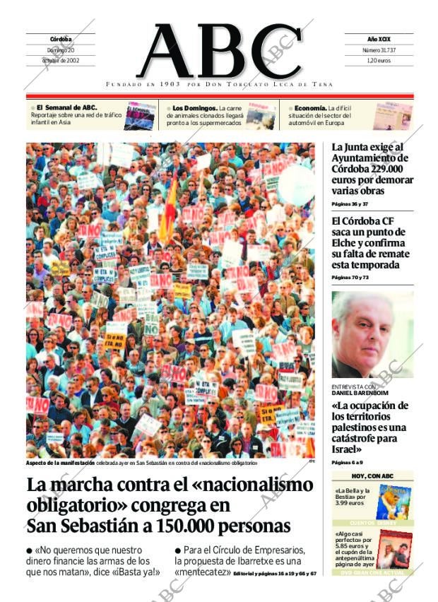 ABC CORDOBA 20-10-2002 página 1