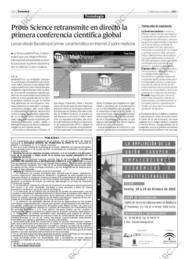 ABC SEVILLA 23-10-2002 página 52
