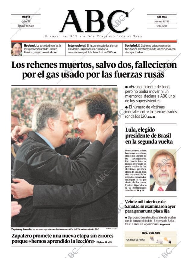 ABC MADRID 28-10-2002 página 1