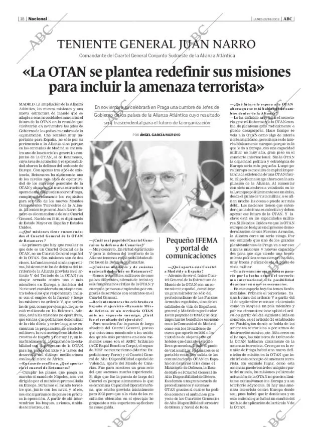 ABC MADRID 28-10-2002 página 18