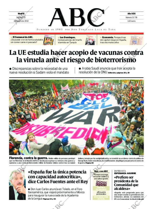 ABC MADRID 10-11-2002 página 1