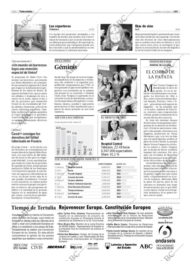 ABC MADRID 14-11-2002 página 100