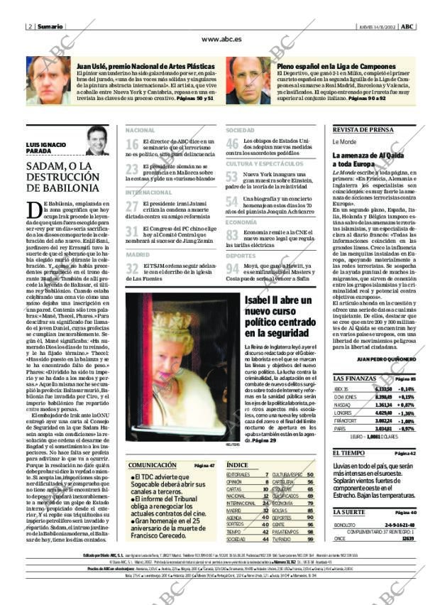 ABC MADRID 14-11-2002 página 2