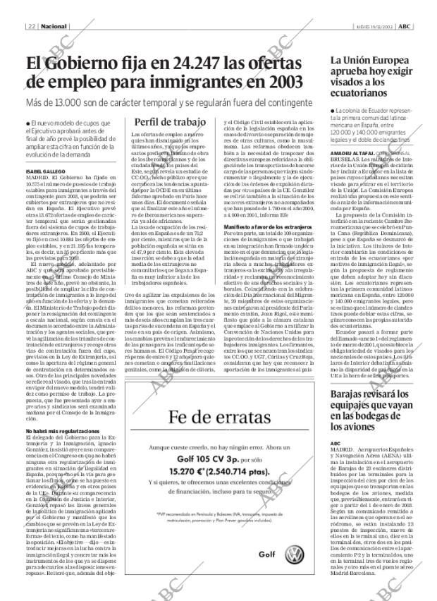 ABC MADRID 19-12-2002 página 22