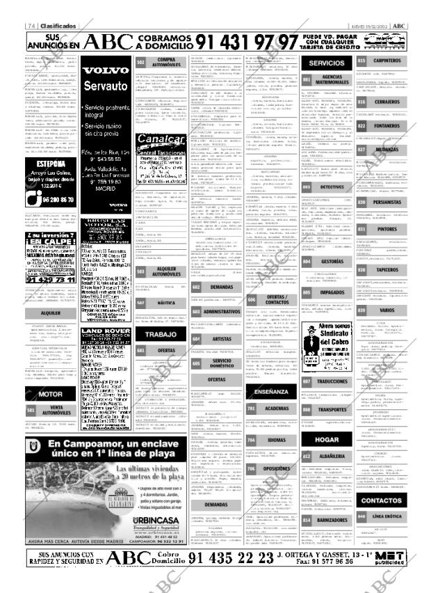 ABC MADRID 19-12-2002 página 74